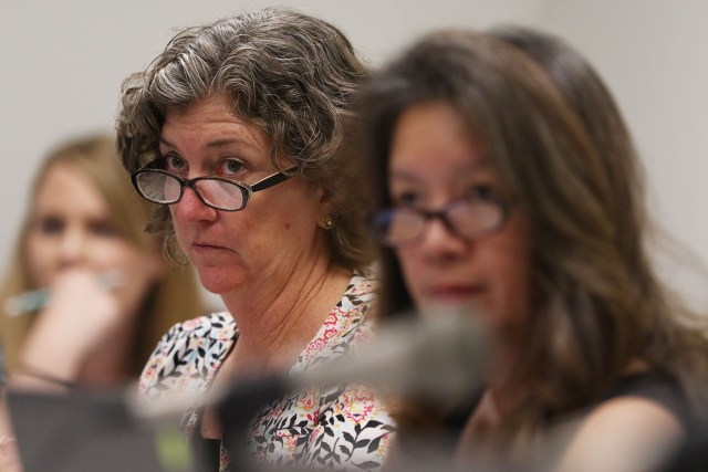 Left, Senator Laura Thielen and Senator Suzanne Chun Oakland listen to testimony during education and  Health committee meeting, Capitol Room 229.  4 feb 2015. photograph Cory Lum/Civil Beat