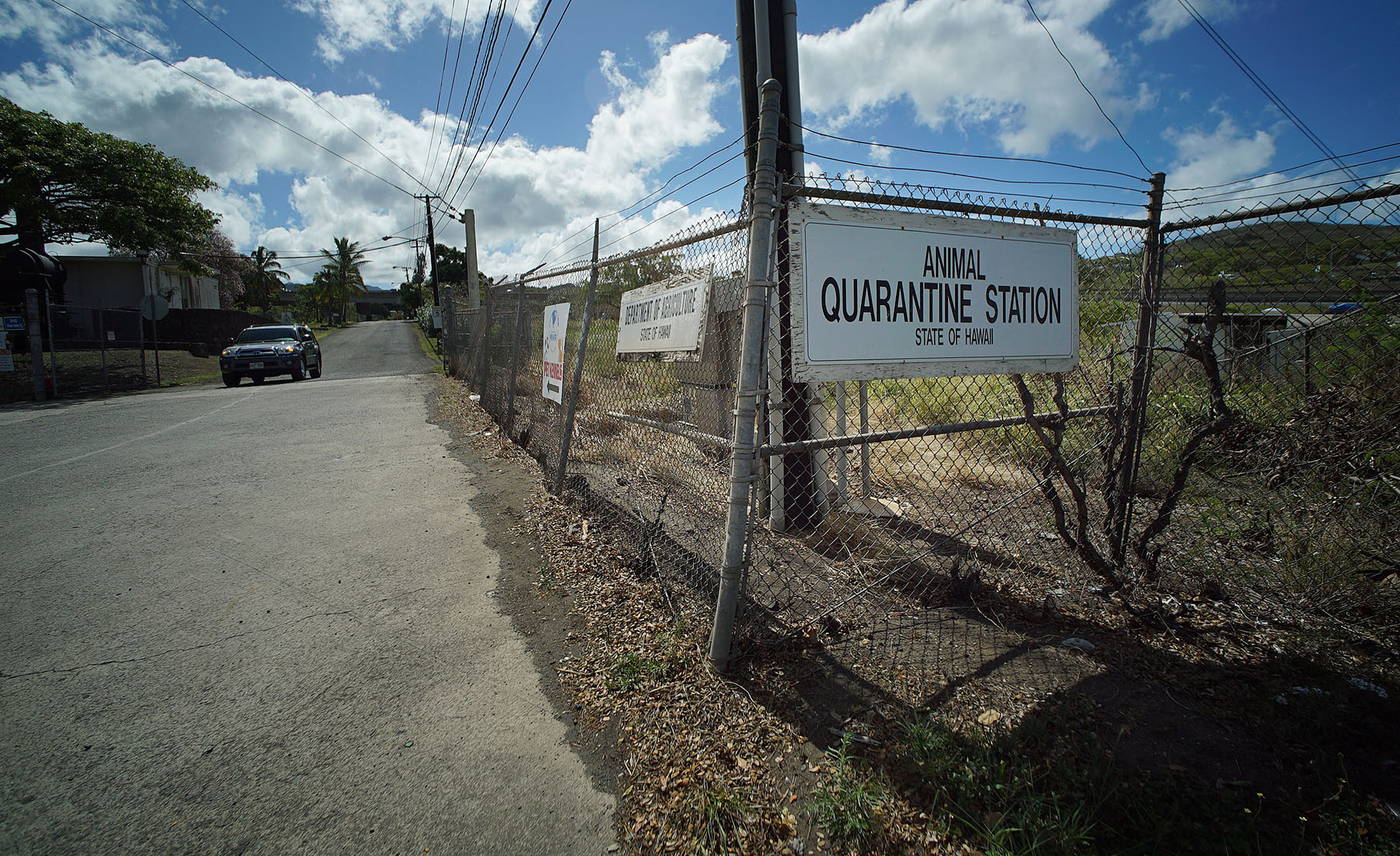 Animal Quarantine sign. quarantine area is up the road about 1/2 miles.15 may 2015. photograph Cory Lum/Civil Beat