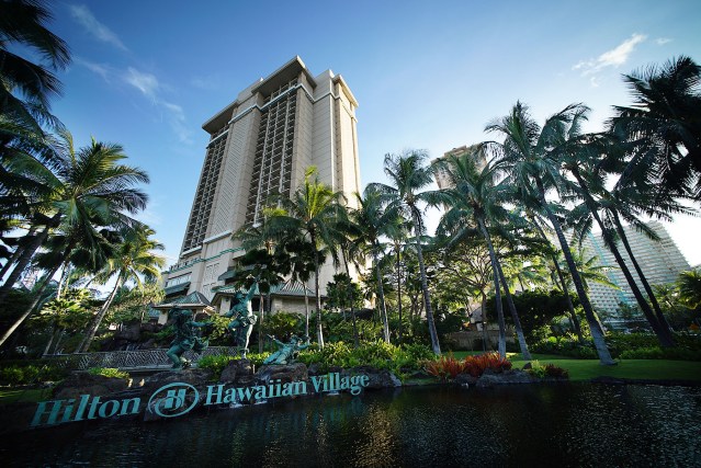 Hilton Hawaiian Village entrance. 29 july 2015. photograph Cory Lum/Civil Beat