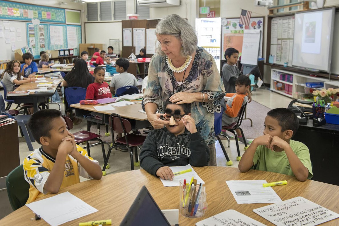 Robin Miller, a teacher with Micronesian students, at a Big Island elementary and middle school. February 2015