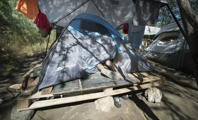 Kalani continued building up his campsite. He eventually moved to a new site with his girlfriend.