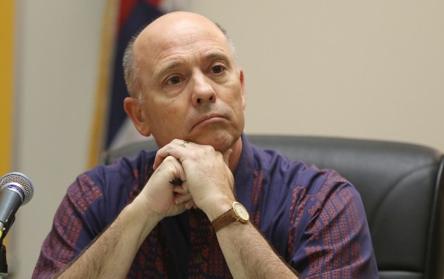 Judge Michael Broderick Charter Commissioner at Honolulu Hale meeting.