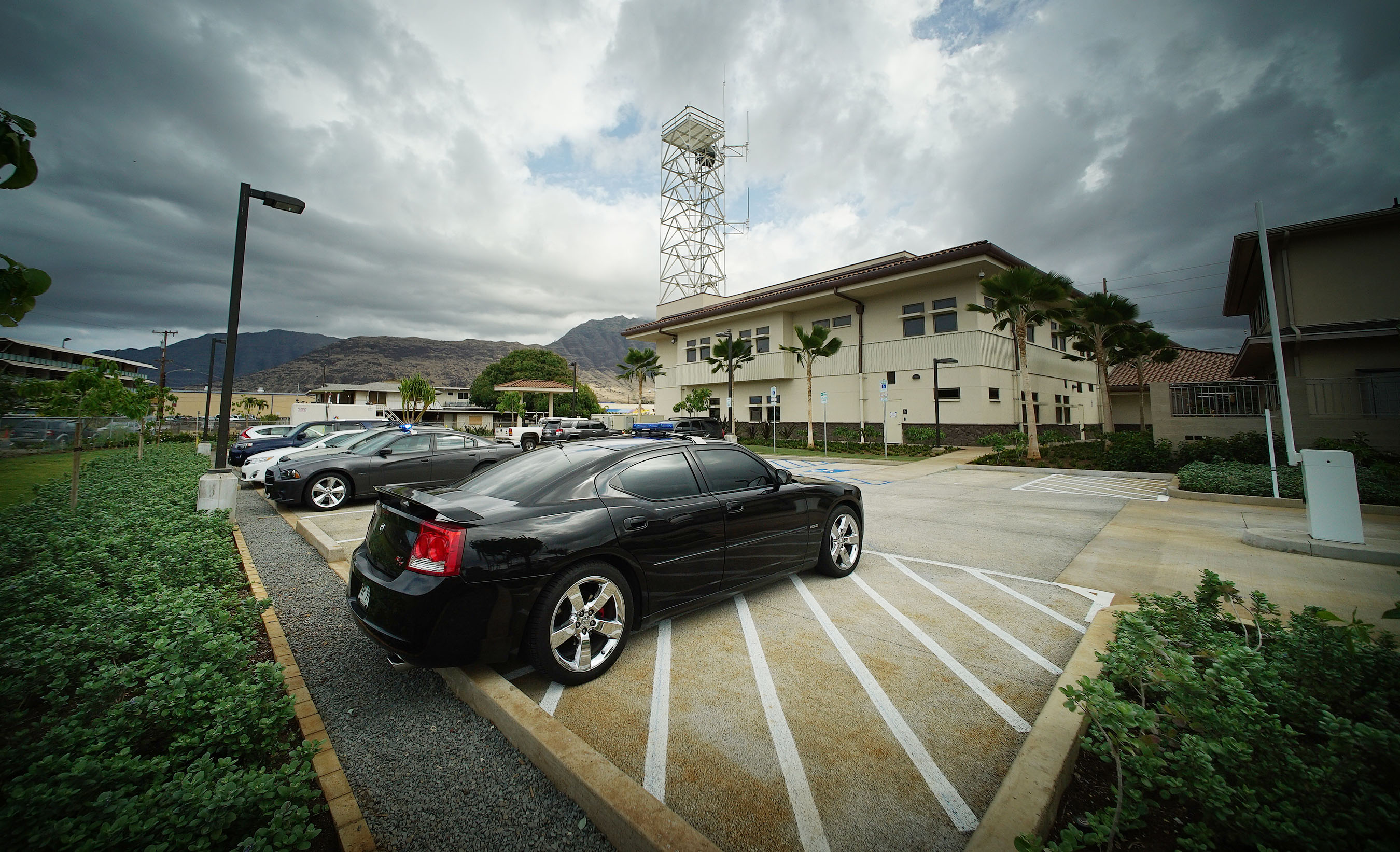 Rear of HPD Waianae Station. Mayor Caldwell, Councilmember Pine, Desoto and community members gather for opening and tour of the new HPD Waianae station located on Farrington Highway. 21 march 2016.