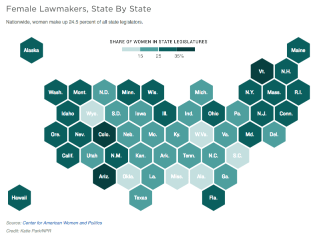 women in legislatures map NPR April 11, 2016