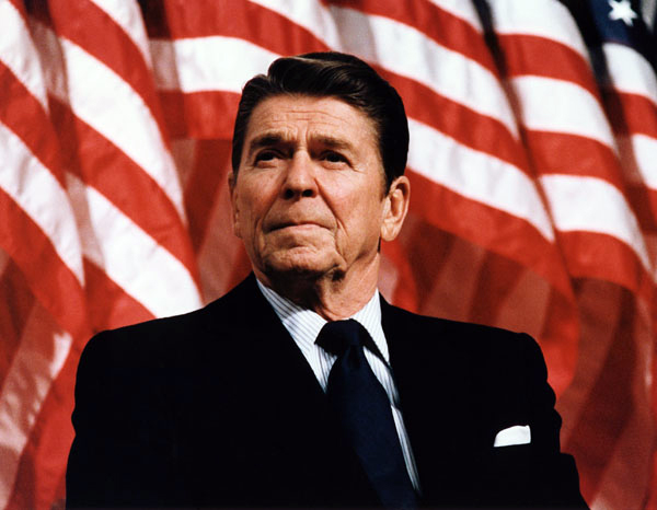 President Reagan speaking at a rally for Senator DurenbergerBy Michael Evans, February 8, 1982Courtesy of Ronald Reagan Library, National Archives and Records Administration