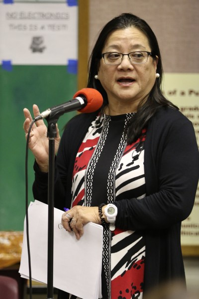Planning Acting Deputy Director Kathy Sokugawa during Board of Education meeting held at Farrington HS. 2 nov 2016