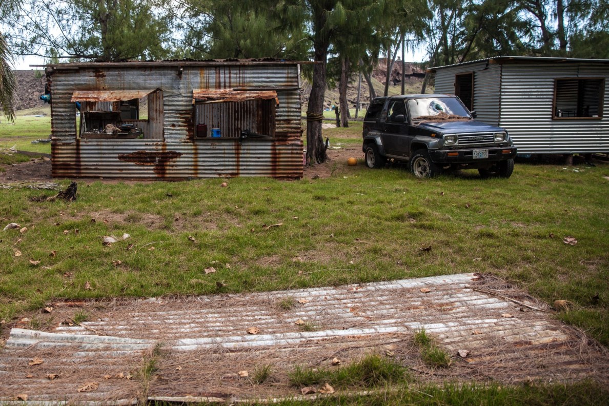 Before the 1981 eruption, dozens of Pagan residents lived in 11 houses on the island. These two were rebuilt from tin in the years since.