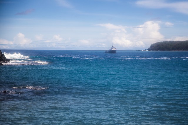 The rescue boat arrives from Saipan. 