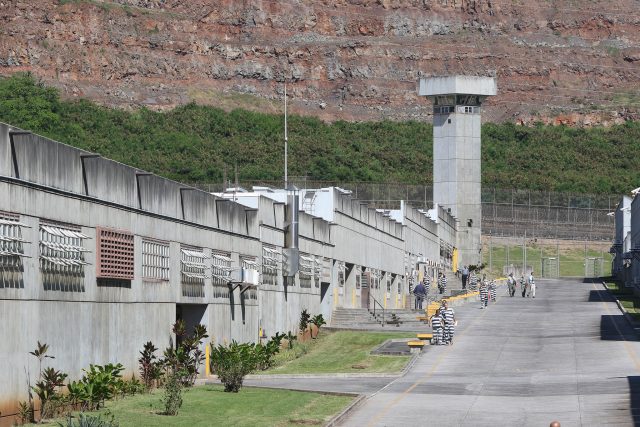 Remnants of the quarry in Halawa frame what is called 'Main Street' as inmates traverse from modules to modules. file photograph from 2015 December.