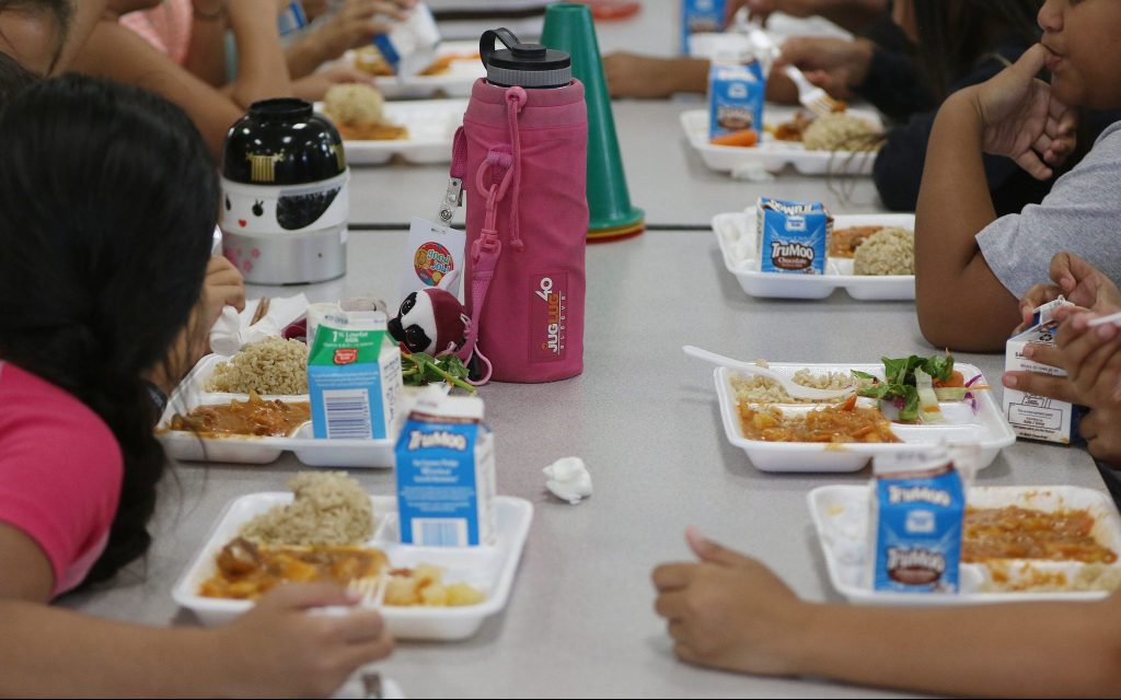Ala Wai Elementary school students enjoy beefstew during lunch.