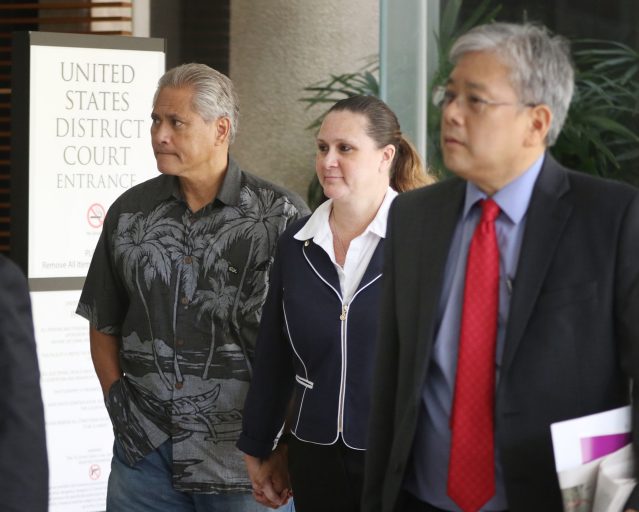 Retired HPD Chief Louis Kealoha and Katherine Kealoha at District Court.