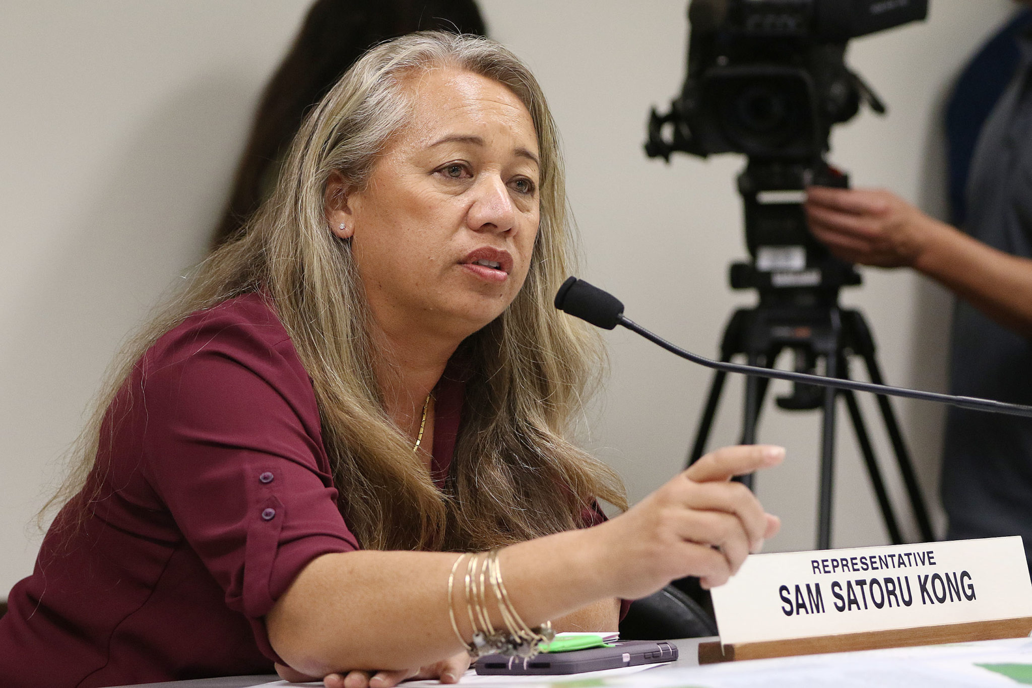 Rep Lynn DeCoite during cesspool forum held at the Capitol.