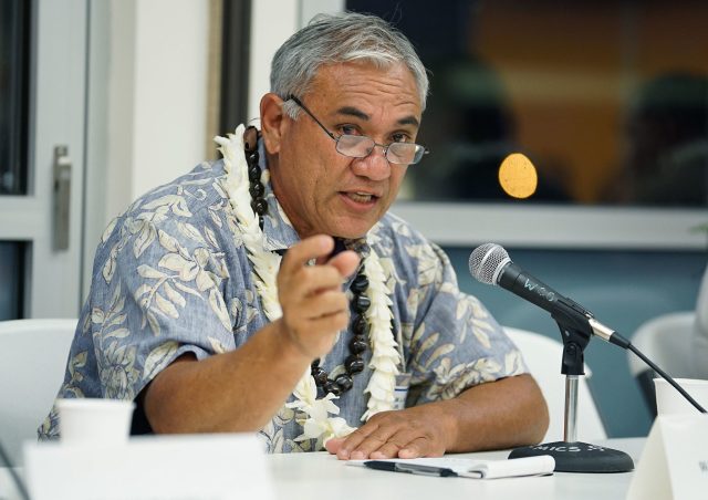 OHA Candidate William Aila during forum held at the Windward Community College.
