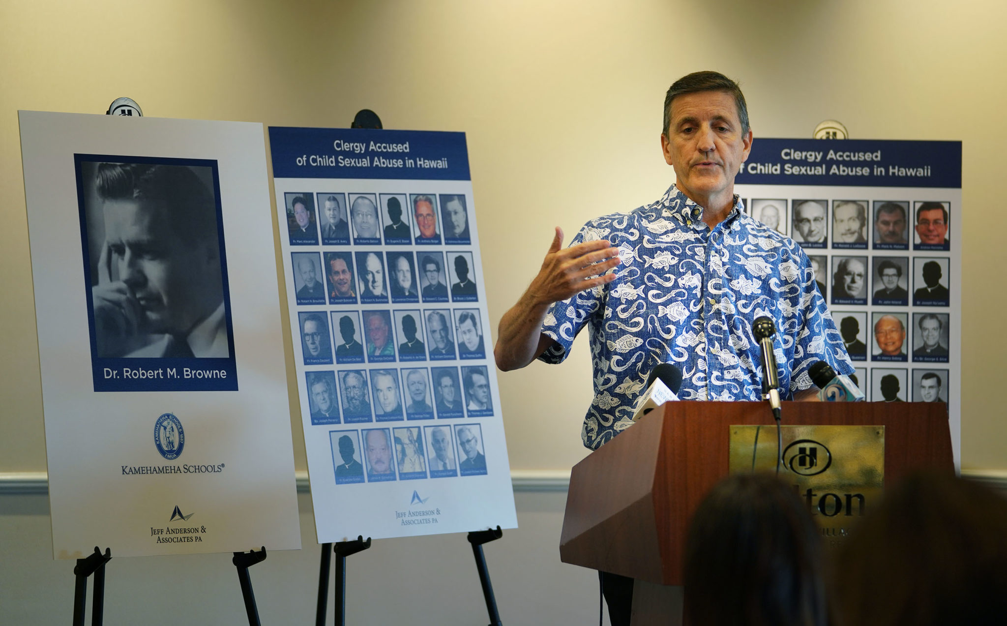Attorney Mark Gallagher sex abuse press conference held at the HIlton Hawaiian Village.