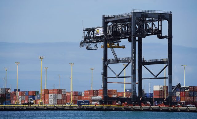 Sand Island Matson containers with large crane. Preparedness