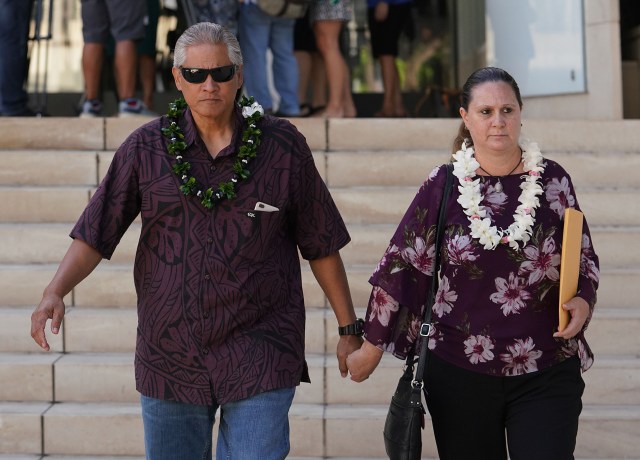Retired HPD Chief Louis Kealoha Katherine Kealoha leave District Court.