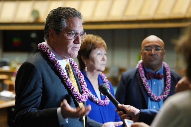 Senator J Kalani English and Sen Kidani presser after the Governor Ige State of State address.