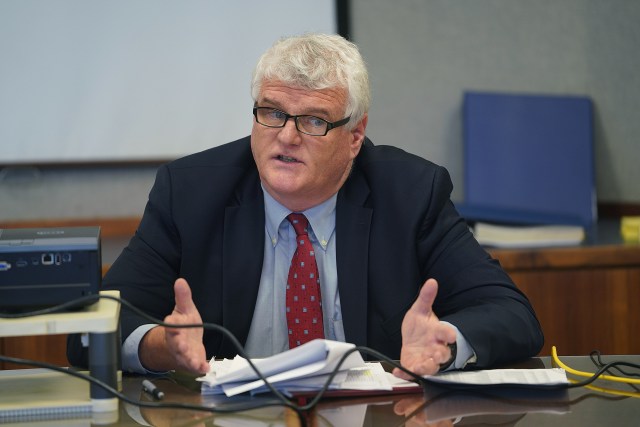Supreme Court Chief Justice Mark Recktenwald speaks at Salary Commission meeting.