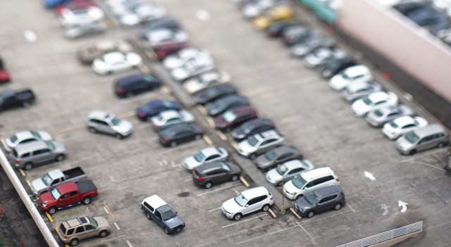 Parking Lot with cars aerial.