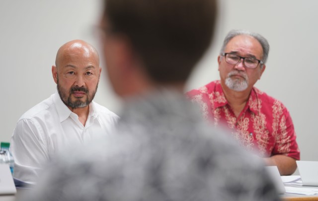 police shooting Law Enforcement Officer Independent Review Board member Kevin Takata and right, Jay Kimura.