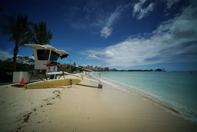 Ala Moana Beach Park Lifeguard station. Story on sand replenishing.
