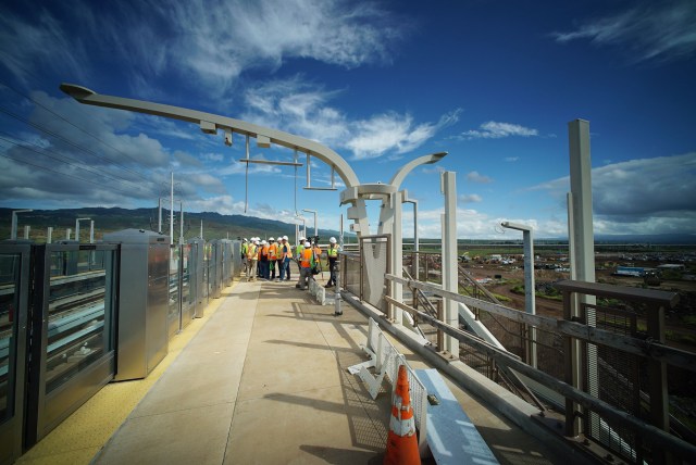 UH West Oahu HART Rail station platform view.