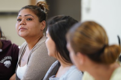 Oahu Youth Action Board Meeting member Brandy Gouveia listens during meeting.