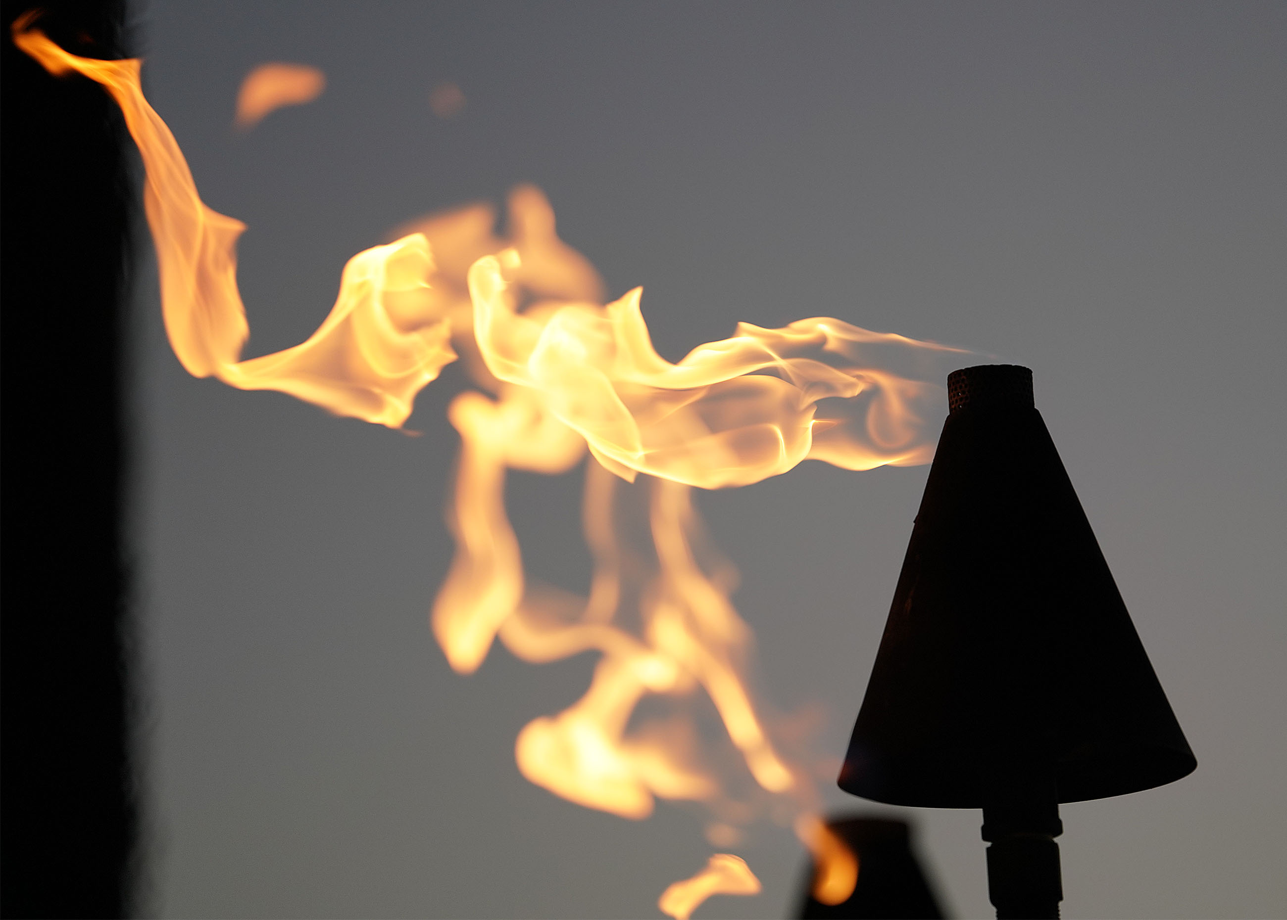 Gas torches near the Kuhio Beach Park hula mound.