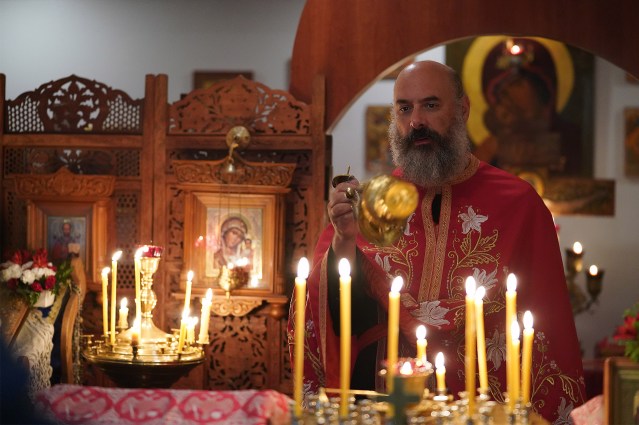 Holy Theotokos of Iveron Russian Orthodox Church Father Athanasius Kone incense during services.