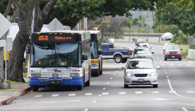 The Bus stops near Kailua.