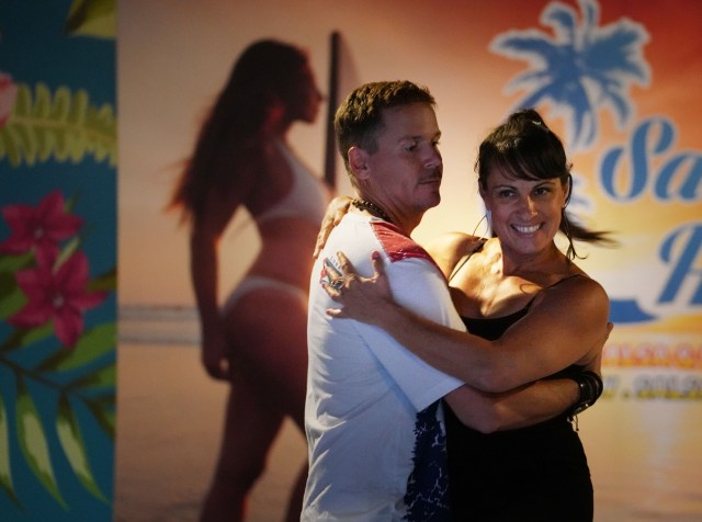 Dancers Mark Englert and partner Maija Salma dance during rehearsal for Salsa in Hawaii: The Hawaii Salsa and Bachata Congress event held at the District Nightclub.