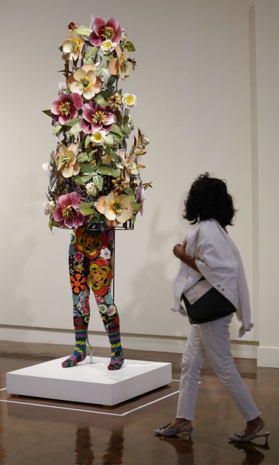Soundsuit 2008 by Nick Cave. Made with Fabric, fiberglass and metal.