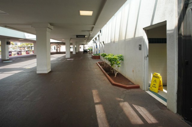 Entrance to the womens restroom located between the arena entrance and the Blaisdell Exhibition Hall.
