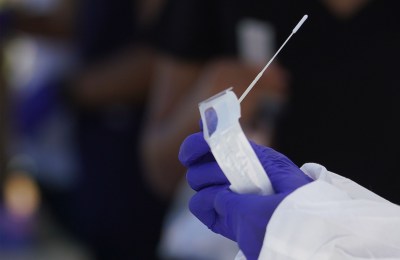 Self COVID-19 swab testing held at the Kalakaua District Gym. This latest testing system involves the patient swabbing the nostrils. August 27, 2020