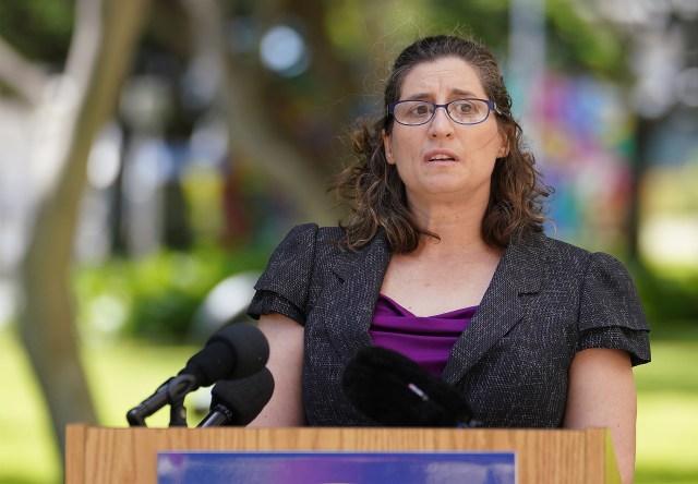 Department of Health Edpidemiologist Jennifer Smith at August 14, 2020 press conference.