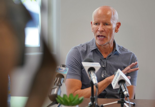 Highgate Vice President of Operations, Kelly Sanders during press conference discussing the hotel’s role in assisting patients and the community during the COVID-19 pandemic.