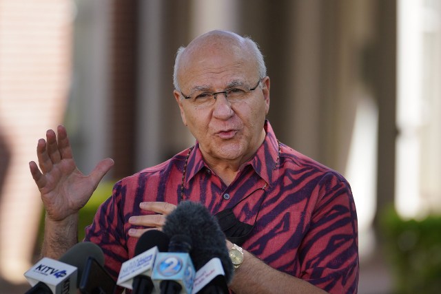 Mayor Rick Blangiardi gives his first press conference outside Honolulu Hale. January 14, 2021.