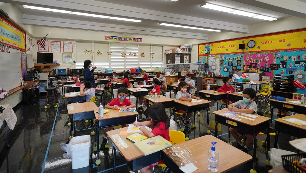 St. Ann School students attend in person classes during the COVID-19 pandemic.