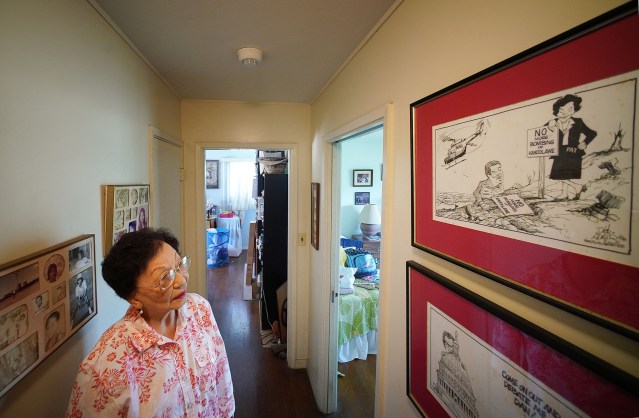 Pat Saiki is in a political cartoon that Political Cartoonist Dick Adair created addressing the stopping of the bombing of Kahoolawe.