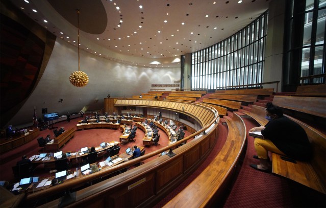 House Representatives floor session with empty gallery during COVID-19 pandemic.April 27, 2021
