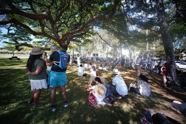 People gather for Juneteenth celebration held at Kapiolani Park.