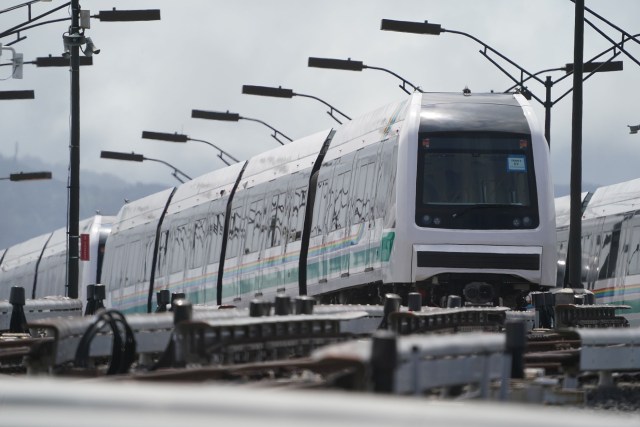 HART rail cars at the Rail Operations Center (ROC) located in Waipahu near Leeward Community College.