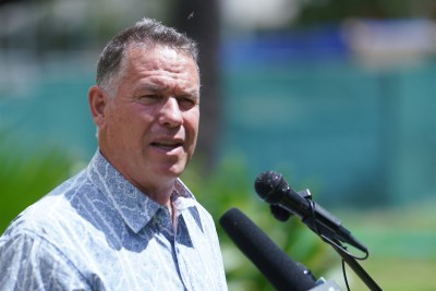 Gary Cordery, director of the Aloha Freedom Coalition speaks during a press conference held at Honolulu Hale.