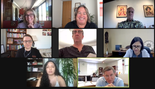 screen shot of Sept. 15, 2021, editorial board with Tommy Waters and Esther Kiaaina