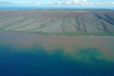 Red dirt runoff on the west side of Molokai.