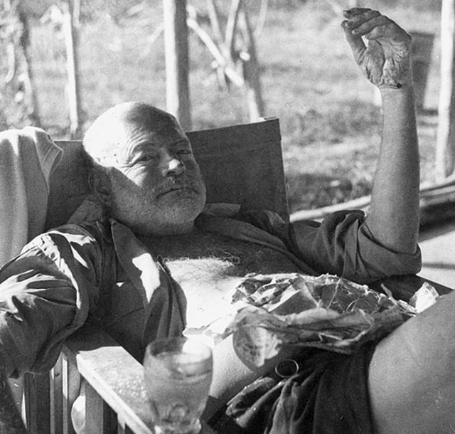 Ernest Hemingway on safari, Kenya, 1954.