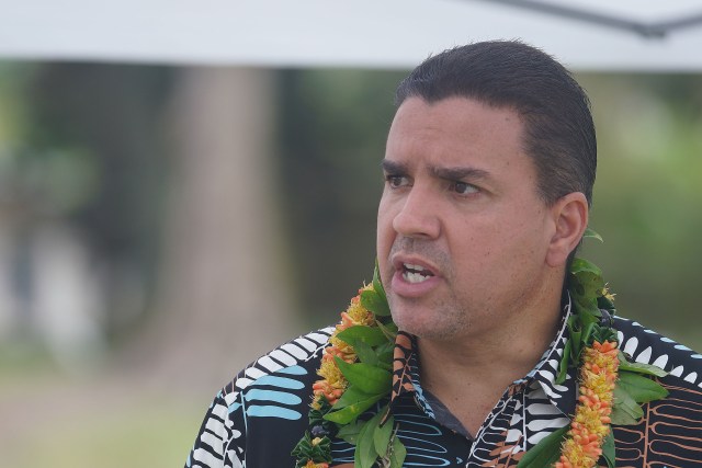 Ikaika Anderson announces his run for Lt. Governor at Kailua Beach Park.