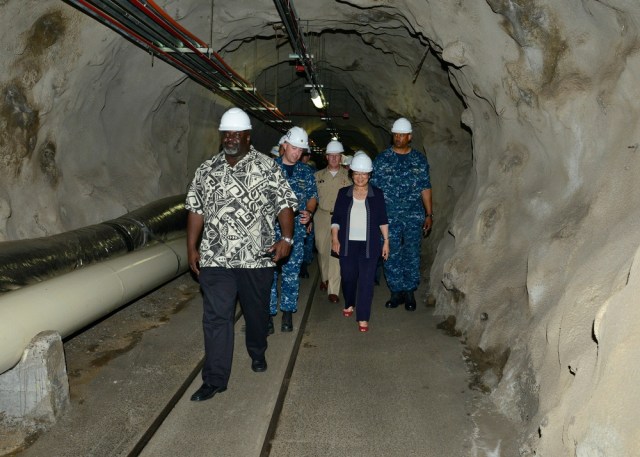 Sen. Mazie Hirono and Rear Adm. John Fuller, commander of Navy Region Hawaii and Naval Surface Group Middle Pacific, tour Red Hill Bulk Fuel Storage Facility in 2015.