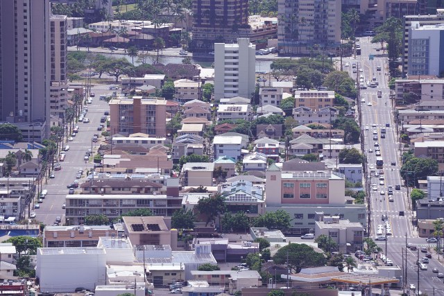 Apartments and other rental units along McCully Street near Waikiki.