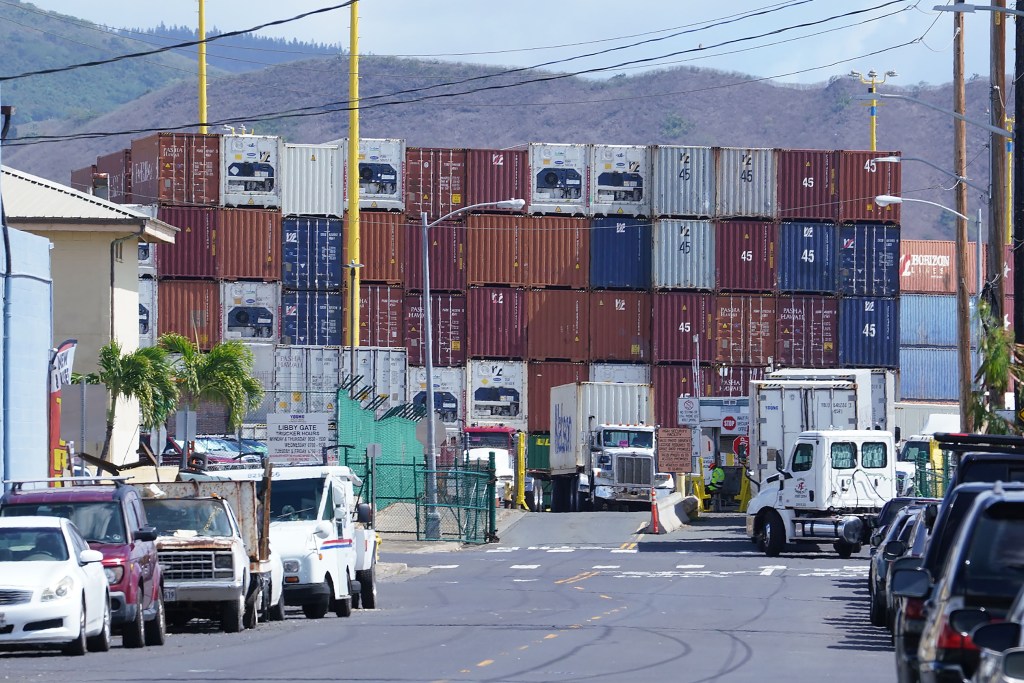 Shipping containers at Young Brothers.